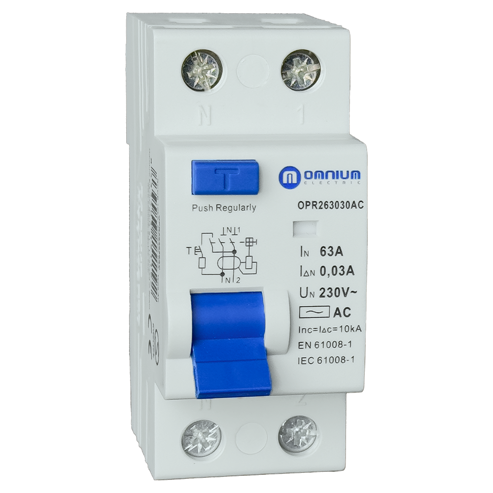 Interruptor diferencial 30mA 1P+N x 63A Tipo AC