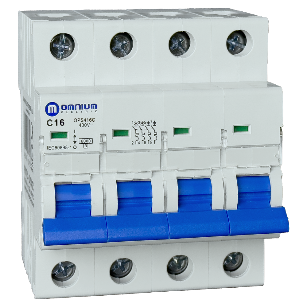Interruptor magnetotérmico 6kA 4 polos x 16A